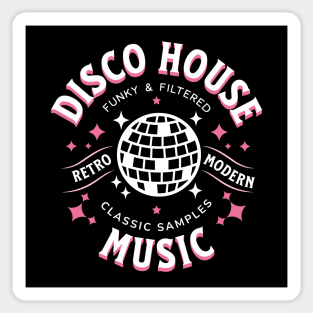 DISCO HOUSE  - Retro Modern Disco Ball (White/Pink) Sticker